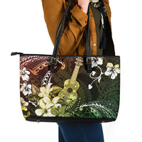 Hawaii Ukulele Leather Tote Bag Polynesian Pattern Mix Hibiscus Reggae Version LT05 - Polynesian Pride