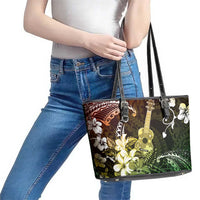 Hawaii Ukulele Leather Tote Bag Polynesian Pattern Mix Hibiscus Reggae Version LT05 - Polynesian Pride