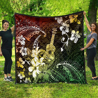 Hawaii Ukulele Quilt Polynesian Pattern Mix Hibiscus Reggae Version