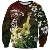 Hawaii Ukulele Sweatshirt Polynesian Pattern Mix Hibiscus Reggae Version LT05 Unisex Reggae - Polynesian Pride