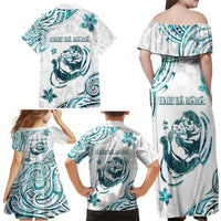 New Zealand Aotearoa Hari Ra Mama Family Matching Off Shoulder Maxi Dress and Hawaiian Shirt A Mother's Love Is Like No Otter LT05 - Polynesian Pride