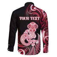 Personalised New Zealand Maori Taniwha Family Matching Mermaid Dress and Hawaiian Shirt Silver Fern Red Version LT05 - Polynesian Pride