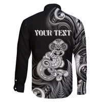 Personalised New Zealand Maori Taniwha Family Matching Puletasi and Hawaiian Shirt Silver Fern Black Version LT05 - Polynesian Pride