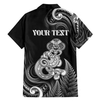Personalised New Zealand Maori Taniwha Family Matching Summer Maxi Dress and Hawaiian Shirt Silver Fern Black Version LT05 - Polynesian Pride