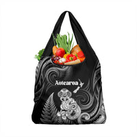 New Zealand Maori Taniwha Grocery Bag Silver Fern Black Version