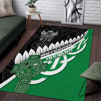New Zealand And Ireland Rugby Area Rug Silver Fern With Celtic Cross