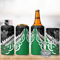 New Zealand And Ireland Rugby Custom 4 in 1 Can Cooler Tumbler Silver Fern With Celtic Cross