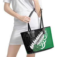 New Zealand And Ireland Rugby Leather Tote Bag Silver Fern With Celtic Cross LT05 - Polynesian Pride