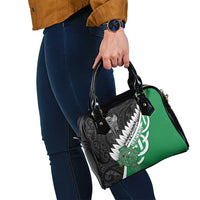 New Zealand And Ireland Rugby Shoulder Handbag Silver Fern With Celtic Cross LT05 - Polynesian Pride