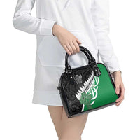 New Zealand And Ireland Rugby Shoulder Handbag Silver Fern With Celtic Cross LT05 - Polynesian Pride