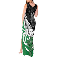 New Zealand And Ireland Rugby Custom Tank Maxi Dress Silver Fern With Celtic Cross LT05 - Polynesian Pride
