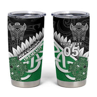 New Zealand And Ireland Rugby Custom Tumbler Cup Silver Fern With Celtic Cross LT05 Green - Polynesian Pride