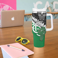New Zealand And Ireland Rugby Custom Tumbler With Handle Silver Fern With Celtic Cross LT05 - Polynesian Pride