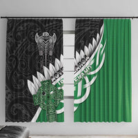 New Zealand And Ireland Rugby Window Curtain Silver Fern With Celtic Cross