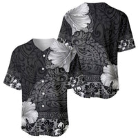 Hawaii Hibiscus With Black Polynesian Pattern Baseball Jersey LT05 - Polynesian Pride