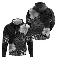 Hawaii Hibiscus With Black Polynesian Pattern Hoodie