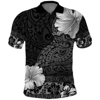 Hawaii Hibiscus With Black Polynesian Pattern Polo Shirt