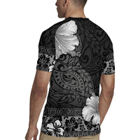 Hawaii Hibiscus With Black Polynesian Pattern Rugby Jersey