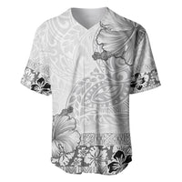 Hawaii Hibiscus With White Polynesian Pattern Baseball Jersey LT05 White - Polynesian Pride