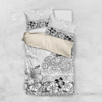 Hawaii Hibiscus With White Polynesian Pattern Bedding Set