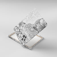 Hawaii Hibiscus With White Polynesian Pattern Canvas Wall Art