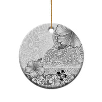 Hawaii Hibiscus With White Polynesian Pattern Ceramic Ornament