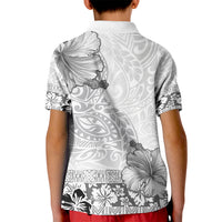 Hawaii Hibiscus With White Polynesian Pattern Kid Polo Shirt