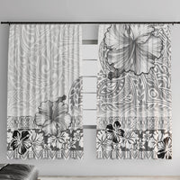 Hawaii Hibiscus With White Polynesian Pattern Window Curtain LT05 With Hooks White - Polynesian Pride