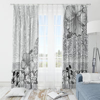 Hawaii Hibiscus With White Polynesian Pattern Window Curtain LT05 - Polynesian Pride