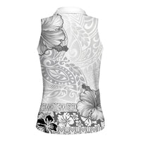 Hawaii Hibiscus With White Polynesian Pattern Women Sleeveless Polo Shirt LT05 - Polynesian Pride