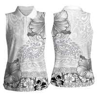 Hawaii Hibiscus With White Polynesian Pattern Women Sleeveless Polo Shirt LT05 - Polynesian Pride