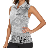 Hawaii Hibiscus With White Polynesian Pattern Women Sleeveless Polo Shirt LT05 - Polynesian Pride