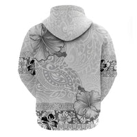 Hawaii Hibiscus With White Polynesian Pattern Zip Hoodie