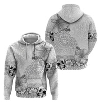 Hawaii Hibiscus With White Polynesian Pattern Zip Hoodie