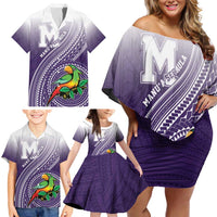 Personalized Manua High School Family Matching Off Shoulder Short Dress and Hawaiian Shirt Polynesian Tribal Pattern