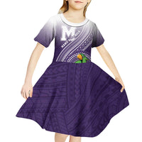 Personalized Manua High School Kid Short Sleeve Dress Polynesian Tribal Pattern