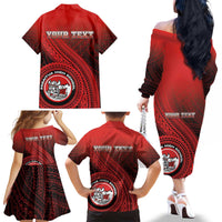 Personalized Fagaitua High School Family Matching Off The Shoulder Long Sleeve Dress and Hawaiian Shirt Polynesian Tribal Pattern