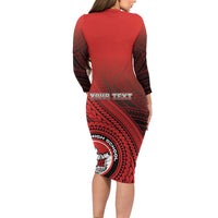 Personalized Fagaitua High School Long Sleeve Bodycon Dress Polynesian Tribal Pattern
