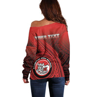 Personalized Fagaitua High School Off Shoulder Sweater Polynesian Tribal Pattern