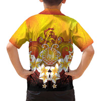 Tahiti Heiva Festival Family Matching Off Shoulder Short Dress and Hawaiian Shirt Tahitian Vahine Plumeria Flowers