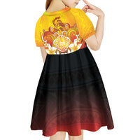 Tahiti Heiva Festival Kid Short Sleeve Dress Tahitian Vahine Plumeria Flowers