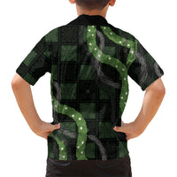 Hawaiian Quilt Family Matching Off Shoulder Maxi Dress and Hawaiian Shirt Pele Hair Hinahina Lei Black Version LT05 - Polynesian Pride
