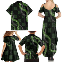 Hawaiian Quilt Family Matching Summer Maxi Dress and Hawaiian Shirt Pele Hair Hinahina Lei Black Version LT05 - Polynesian Pride