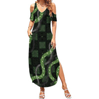 Hawaiian Quilt Family Matching Summer Maxi Dress and Hawaiian Shirt Pele Hair Hinahina Lei Black Version LT05 Mom's Dress Black - Polynesian Pride