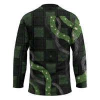 Hawaiian Quilt Hockey Jersey Pele Hair Hinahina Lei Black Version