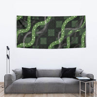 Hawaiian Quilt Tapestry Pele Hair Hinahina Lei Black Version