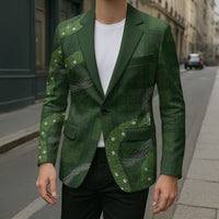 Hawaiian Quilt Blazer Pele Hair Hinahina Lei Green Version