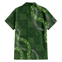 Hawaiian Quilt Family Matching Long Sleeve Bodycon Dress and Hawaiian Shirt Pele Hair Hinahina Lei Green Version LT05 - Polynesian Pride