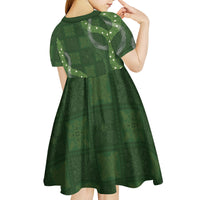 Hawaiian Quilt Kid Short Sleeve Dress Pele Hair Hinahina Lei Green Version LT05 - Polynesian Pride