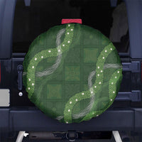 Hawaiian Quilt Spare Tire Cover Pele Hair Hinahina Lei Green Version